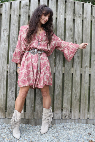 Flared sleeve paisley tunic