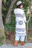 Aztec fringe fluffy cardigan