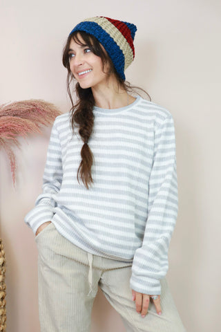 Light striped ribbed sweater