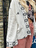 Black and white embroidered kimono