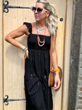 Black flutter sleeve dress