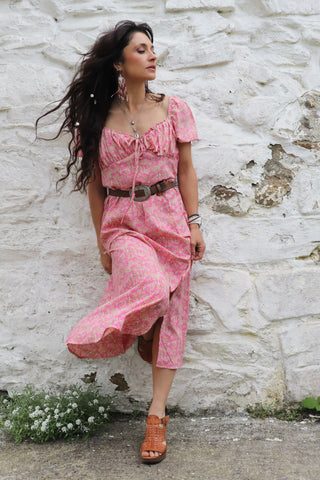 Floral printed baby pink dress
