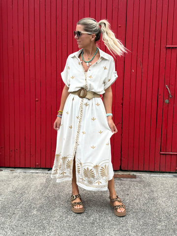 Fan embroidered shirt dressf