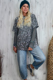 Oversized sequin and velvet silver t-shirt