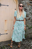 Mint ditsy floral dress