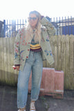 Embroidered embellished khaki jacket