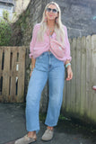 Ruffle sleeve knot detail jumper (Pink)