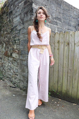 Cotton embroidered jumpsuit (Rose)