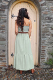 Embroidered olive green cami dress