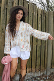 Floral crochet insert blouse