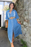 Floral embroidered shirt dress
