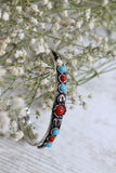 Turquoise and agate beaded bracelet