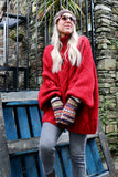 Oversized red cable knit jumper