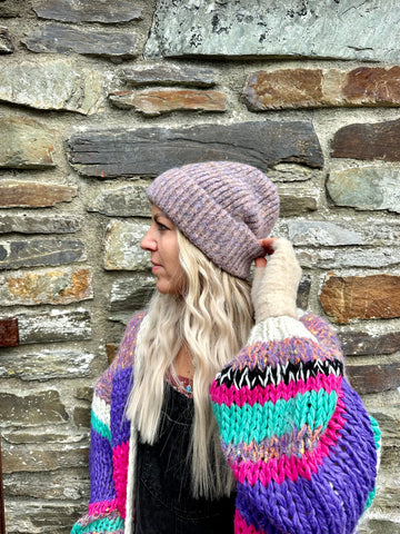 Speckled knit beanie (Mauve)