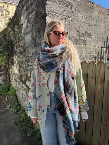 Multicoloured plaid scarf