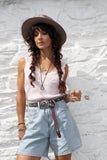 Lace trim tank top (Light pink)