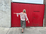 Dusty pink scalloped crochet top