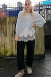 Lace trim asymmetrical jumper (Grey)