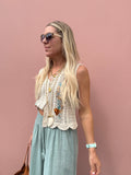 Embroidered crochet top