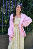 Ruffle sleeve pink cardigan