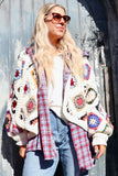 Crochet colourful granny square cardigan