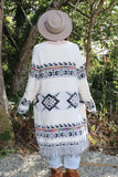 Aztec fringe fluffy cardigan