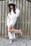 Asymmetrical lace trim skirt (Pearl)