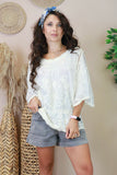 Embroidered lace top with batwing sleeves