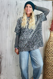 Oversized sequin and velvet silver t-shirt
