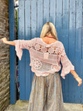 Dusty pink scalloped crochet top