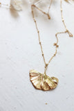 Long fan leaf necklace