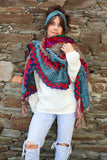 Pink zig zag poncho scarf