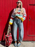 Colourful zig zag knit jumper
