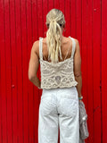 Embroidered crochet cami