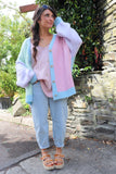 Colour block cardigan with buttons