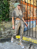 Gold faux leather trousers