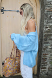 Soft blue ruffle sleeve cardigan