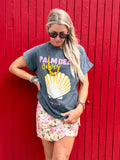 Washed grey palm beach tee