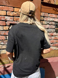 Black acid washed eagle tee