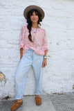 Pink mesh crochet top