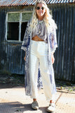 Crochet embroidered kimono