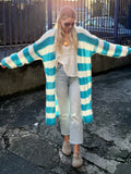 Long stripe knit cardigan