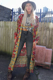Long red floral kimono