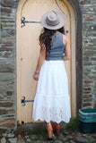 Broderie midi skirt