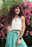 Broderie side tie top