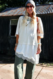Asymmetrical lace trim tee