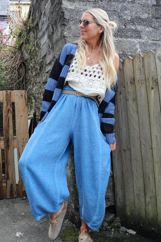 Linen balloon trousers (Royal blue)