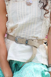 Leather belt with turquoise stone