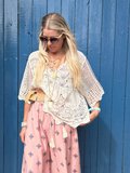 Scalloped floral crochet top