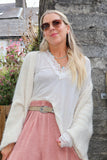Long sleeve lace trim tee